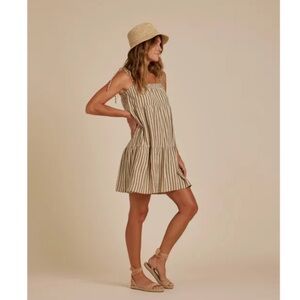 Rylee + Cru Strappy Striped Dress in “Ecru”